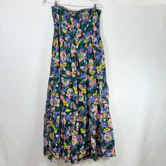 Anthropologie NEW Somerset Strapless Maxi Dress Floral Tiered‎ sz M coquette NWT - Picture 4 of 12